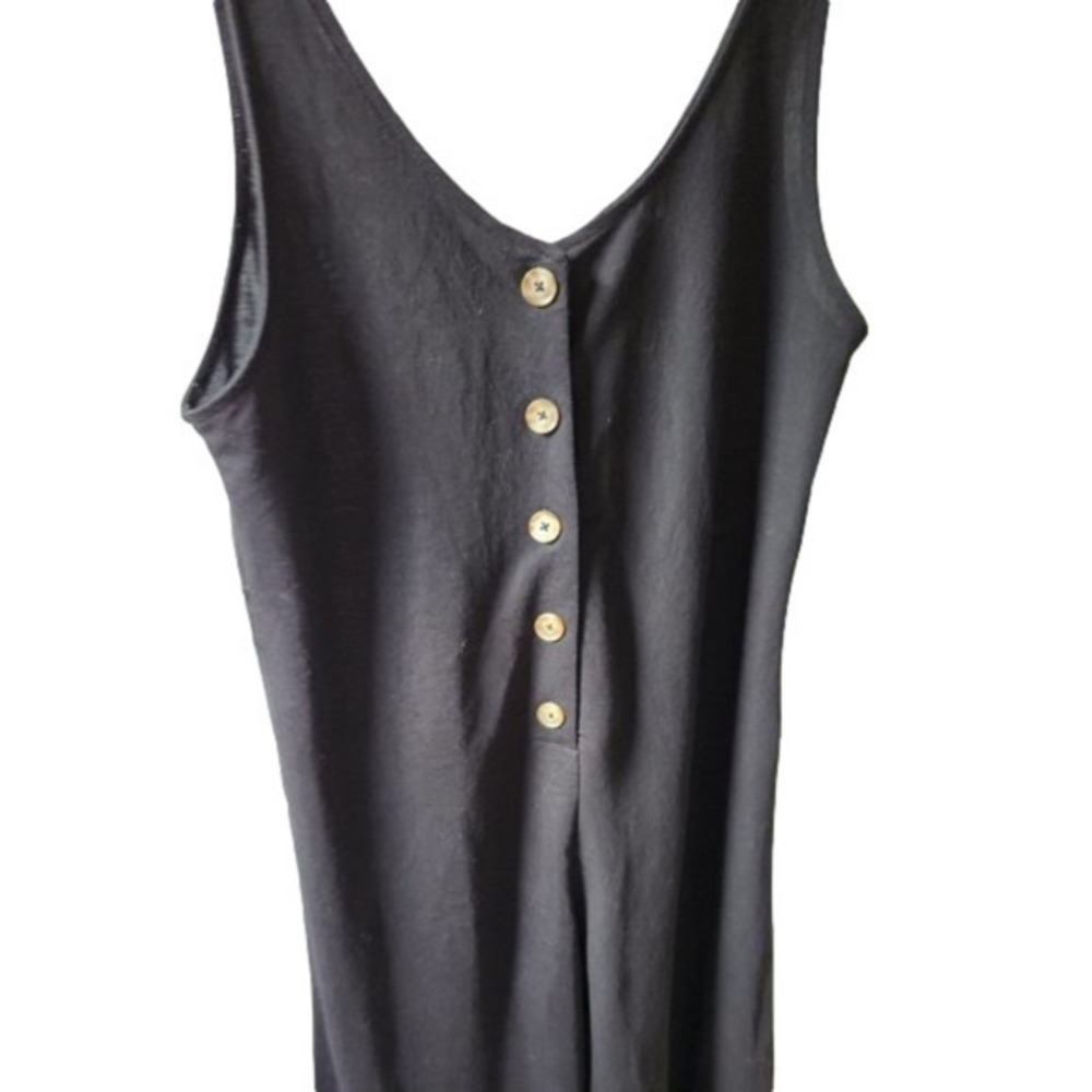 443. Black Wide-legged/Cropped Sleeveless Jumpsuit |M
